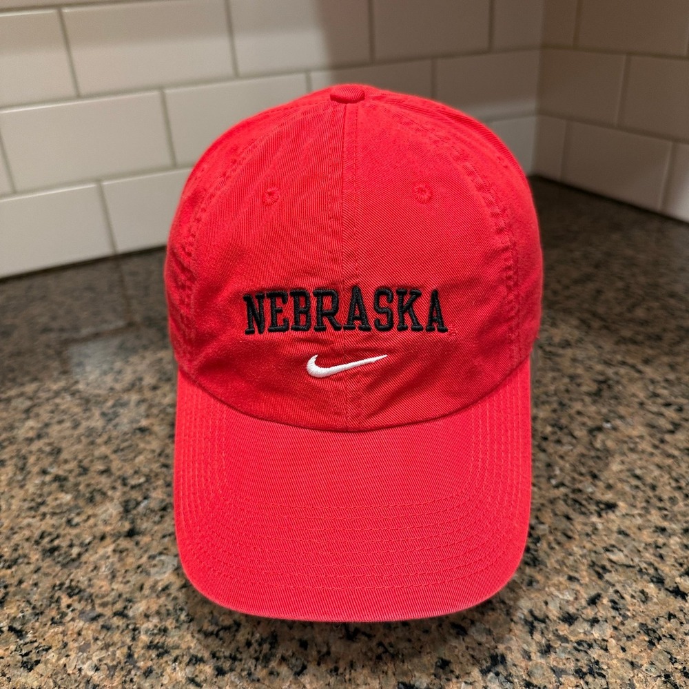 Nebraska Corn Huskers Hat Nike Baseball Cap Adjustable Red Black Collegiate